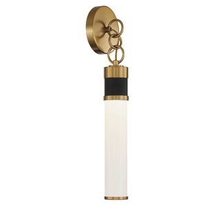 Abel LED Wall Sconce in Matte Black with Warm Brass Accents