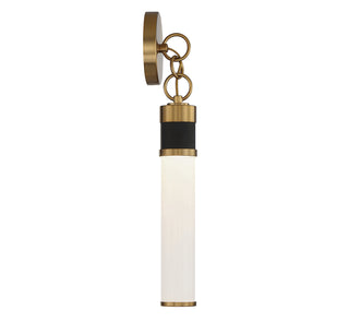 Abel LED Wall Sconce in Matte Black with Warm Brass Accents
