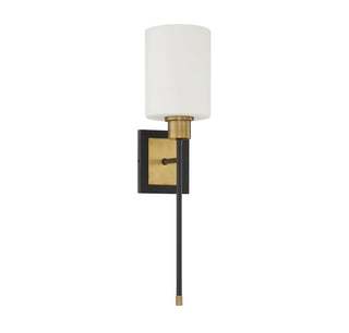 Alvara One Light Wall Sconce in Matte Black with Warm Brass Accents