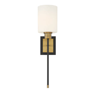 Alvara One Light Wall Sconce in Matte Black with Warm Brass Accents