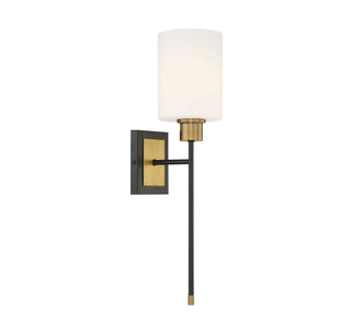 Alvara One Light Wall Sconce in Matte Black with Warm Brass Accents
