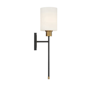 Alvara One Light Wall Sconce in Matte Black with Warm Brass Accents