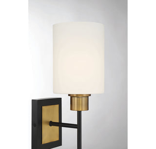 Alvara One Light Wall Sconce in Matte Black with Warm Brass Accents