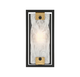 Hayward One Light Wall Sconce in Matte Black with Warm Brass Accents