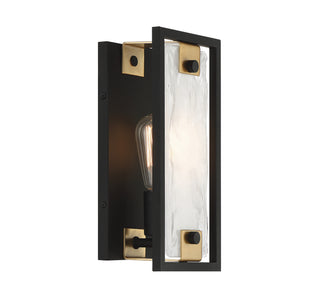 Hayward One Light Wall Sconce in Matte Black with Warm Brass Accents