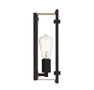 Hayward One Light Wall Sconce in Matte Black with Warm Brass Accents