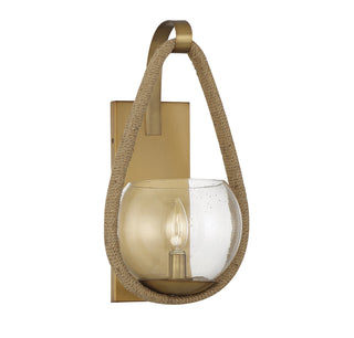 Ashe One Light Wall Sconce in Warm Brass and Rope