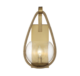 Ashe One Light Wall Sconce in Warm Brass and Rope
