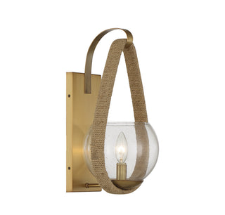 Ashe One Light Wall Sconce in Warm Brass and Rope