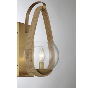 Ashe One Light Wall Sconce in Warm Brass and Rope