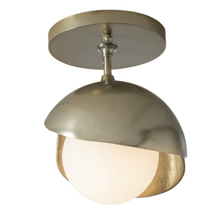 Brooklyn Brooklyn 1-Light Double Shade Semi-Flush in Modern Brass