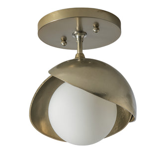 Brooklyn Brooklyn 1-Light Double Shade Semi-Flush in Modern Brass