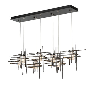 Tura Tura 7-Light Seeded Glass Pendant in Dark Smoke