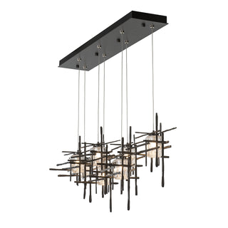 Tura Tura 7-Light Seeded Glass Pendant in Dark Smoke