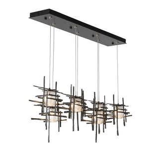 Tura Tura 7-Light Seeded Glass Pendant in Dark Smoke