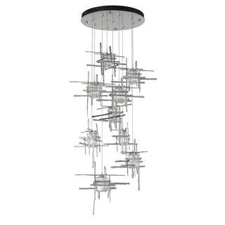 Tura Tura 9-Light Seeded Glass Pendant in Sterling
