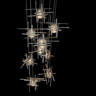 Tura Tura 9-Light Seeded Glass Pendant in Sterling