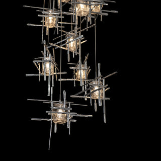 Tura Tura 9-Light Seeded Glass Pendant in Sterling