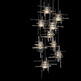 Tura Tura 9-Light Seeded Glass Pendant in Sterling