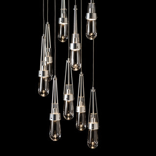 Link Link 9-Light Clear Glass Pendant in Sterling