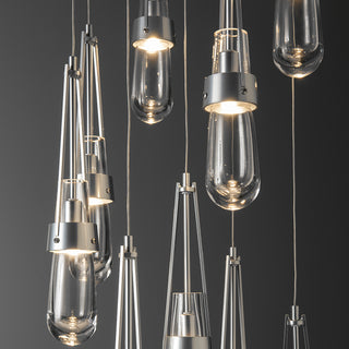 Link Link 9-Light Clear Glass Pendant in Sterling