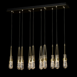 Link Link 10-Light Blown Glass Pendant in Modern Brass