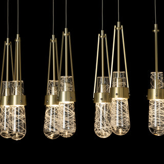 Link Link 10-Light Blown Glass Pendant in Modern Brass