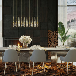 Link Link 10-Light Blown Glass Pendant in Modern Brass