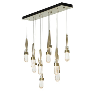 Link Link 10-Light Blown Glass Pendant in Modern Brass