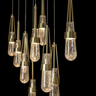 Link Link 10-Light Blown Glass Pendant in Modern Brass