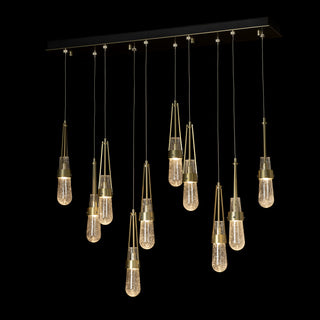 Link Link 10-Light Blown Glass Pendant in Modern Brass
