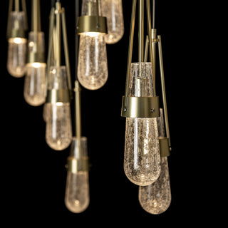 Link Link 10-Light Blown Glass Pendant in Modern Brass