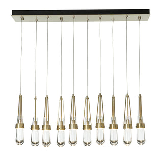 Link Link 10-Light Clear Glass Pendant in Modern Brass