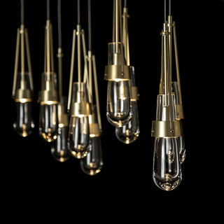 Link Link 10-Light Clear Glass Pendant in Modern Brass