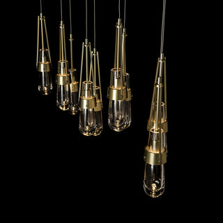 Link Link 10-Light Clear Glass Pendant in Modern Brass