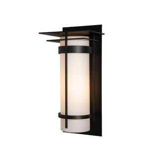 Banded Banded with Top Plate Large Outdoor Sconce in Coastal Black
