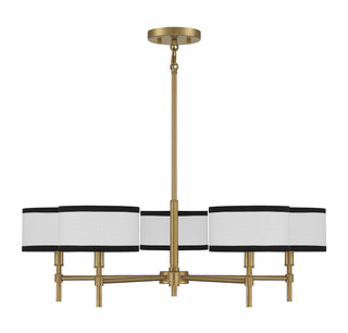 Five Light Chandelier in Natural Brass