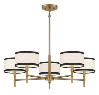 Five Light Chandelier in Natural Brass