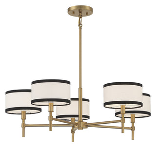 Five Light Chandelier in Natural Brass