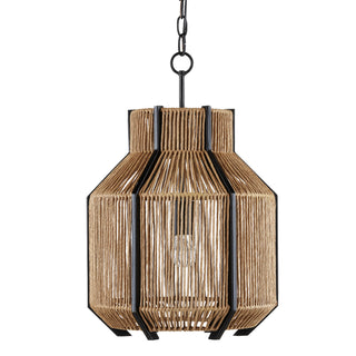 Mali One Light Pendant in Natural/Satin Black