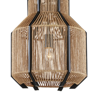 Mali One Light Pendant in Natural/Satin Black