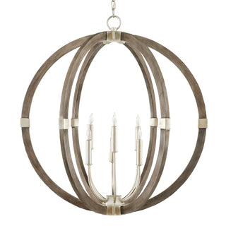 Bastian Six Light Chandelier in Chateau Gray/Contemporary Silver Leaf