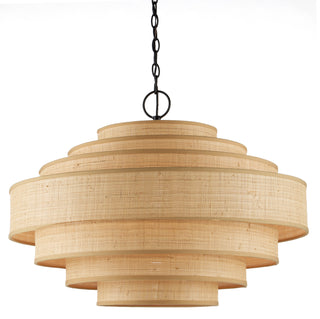Maura Six Light Chandelier in Natural/Satin Black