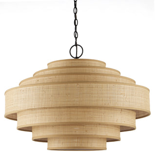 Maura Six Light Chandelier in Natural/Satin Black