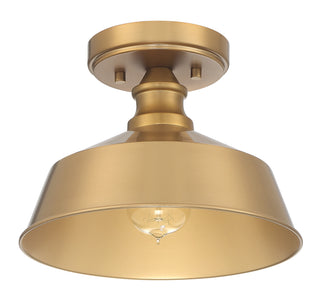 One Light Semi-Flush Mount in Natural Brass