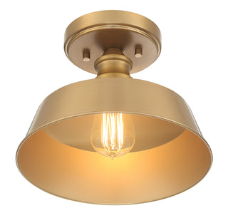 One Light Semi-Flush Mount in Natural Brass
