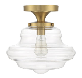 One Light Semi-Flush Mount in Natural Brass