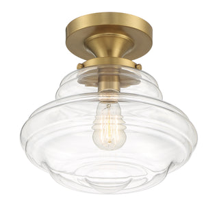 One Light Semi-Flush Mount in Natural Brass