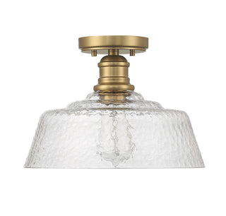 One Light Semi-Flush Mount in Natural Brass