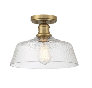 One Light Semi-Flush Mount in Natural Brass